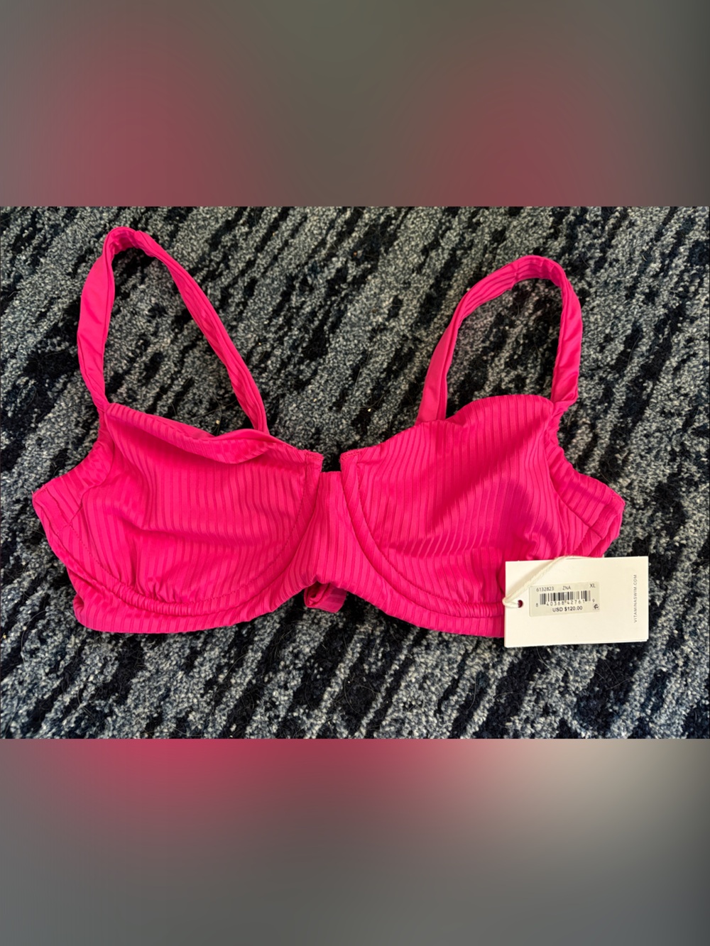 Vitamin A Hot Pink Ribbed Bikini Top